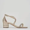 Sandalo tacco 5 cm oro pelle