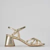 Sandalo tacco 6 cm oro pelle