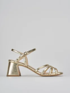 Sandalo tacco 6 cm oro pelle