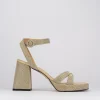 Sandalo tacco 8 cm oro pelle