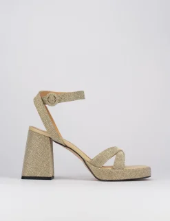 Sandalo tacco 8 cm oro pelle