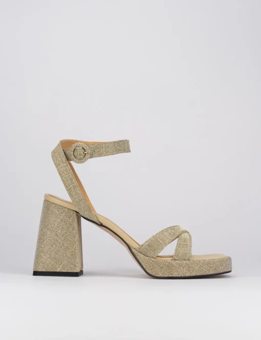 Sandalo tacco 8 cm oro pelle