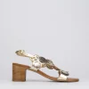 Sandalo tacco 5 cm oro pelle