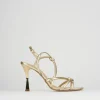 Sandalo tacco 9 cm oro pelle