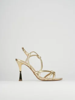 Sandalo tacco 9 cm oro pelle