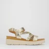 Sandalo tacco 1 cm oro pelle