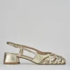 Sandalo tacco 5 cm oro pelle