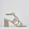 Sandalo tacco 8 cm oro pelle