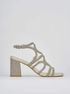 Sandalo tacco 8 cm oro pelle