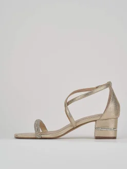 Sandalo tacco 5 cm oro pelle