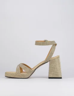 Sandalo tacco 8 cm oro pelle
