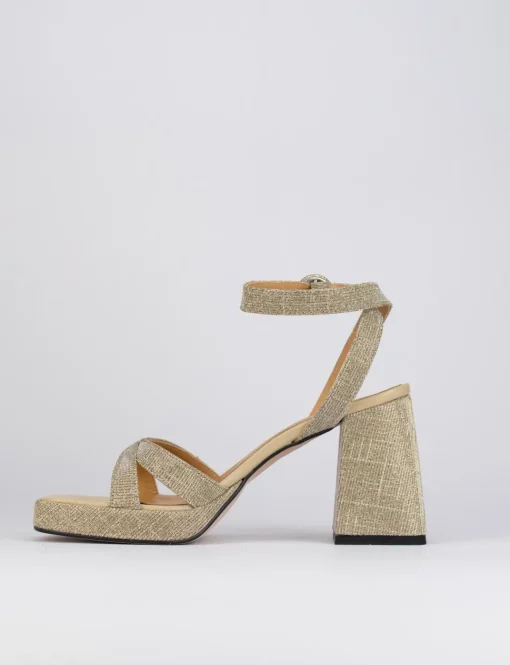Sandalo tacco 8 cm oro pelle