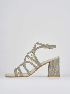 Sandalo tacco 8 cm oro pelle