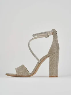 Sandalo tacco 9 cm oro pelle