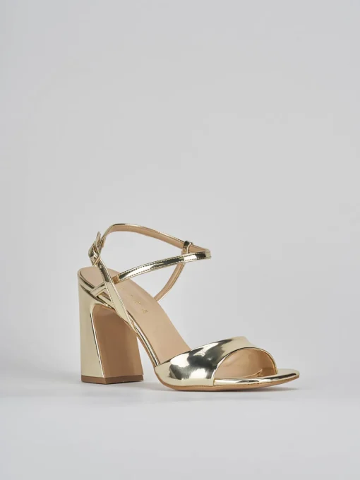 Sandalo tacco 7 cm oro pelle