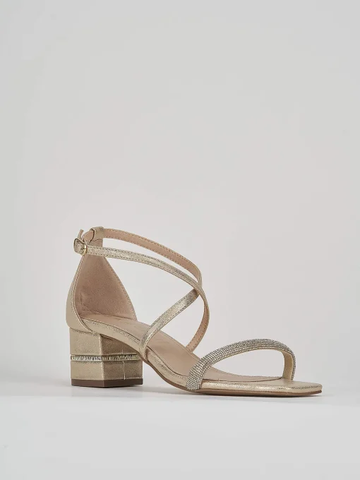 Sandalo tacco 5 cm oro pelle
