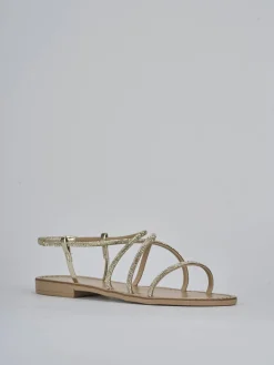 Sandalo tacco 1 cm oro pelle