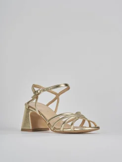 Sandalo tacco 6 cm oro pelle