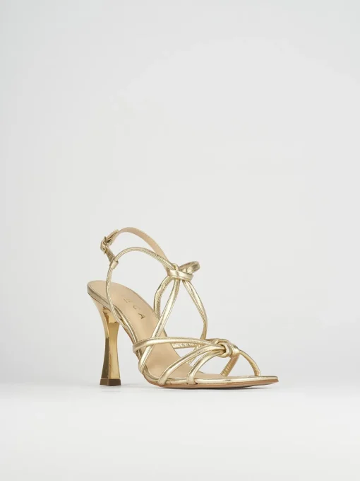 Sandalo tacco 9 cm oro pelle