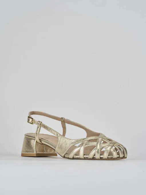 Sandalo tacco 5 cm oro pelle