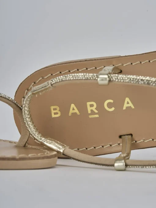 Sandalo tacco 1 cm oro pelle
