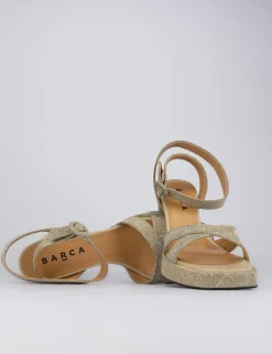 Sandalo tacco 8 cm oro pelle