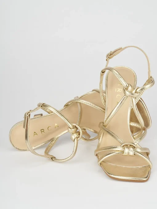 Sandalo tacco 9 cm oro pelle