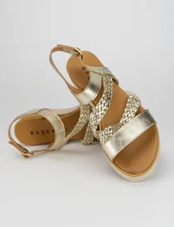 Sandalo tacco 1 cm oro pelle