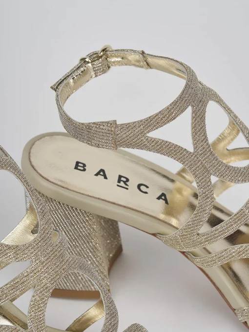 Sandalo tacco 8 cm oro pelle