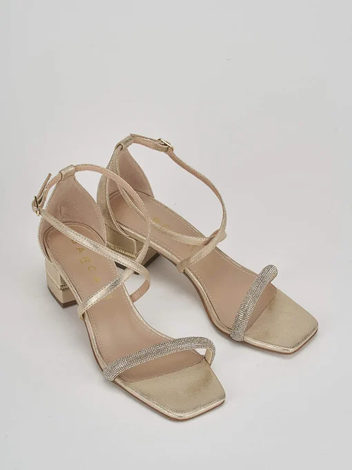 Sandalo tacco 5 cm oro pelle