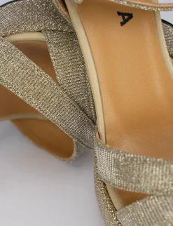 Sandalo tacco 8 cm oro pelle