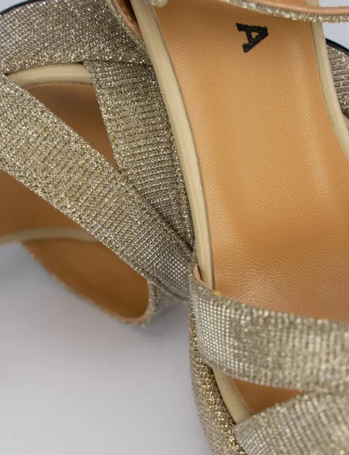 Sandalo tacco 8 cm oro pelle