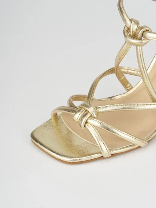 Sandalo tacco 9 cm oro pelle