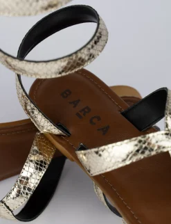Sandalo tacco 1 cm oro pelle
