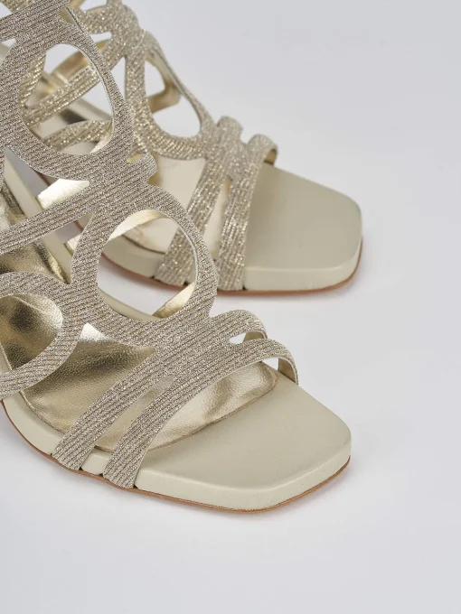 Sandalo tacco 8 cm oro pelle