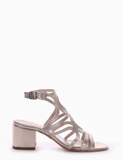 sandalo tacco 5 cm platino