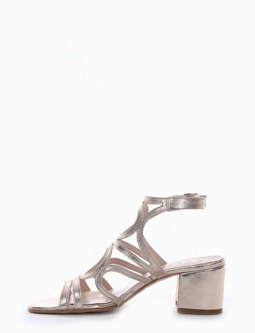 sandalo tacco 5 cm platino