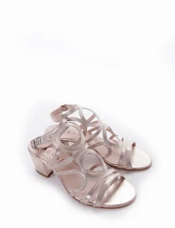 sandalo tacco 5 cm platino