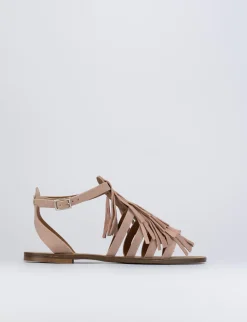 Sandalo tacco 1 cm rosa camoscio
