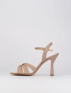 Sandalo tacco 9 cm rosa glitter