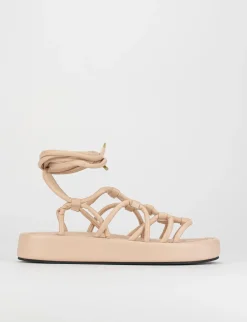 Sandalo tacco 1 cm rosa pelle