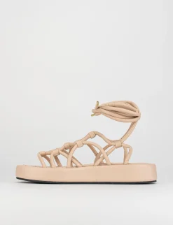 Sandalo tacco 1 cm rosa pelle
