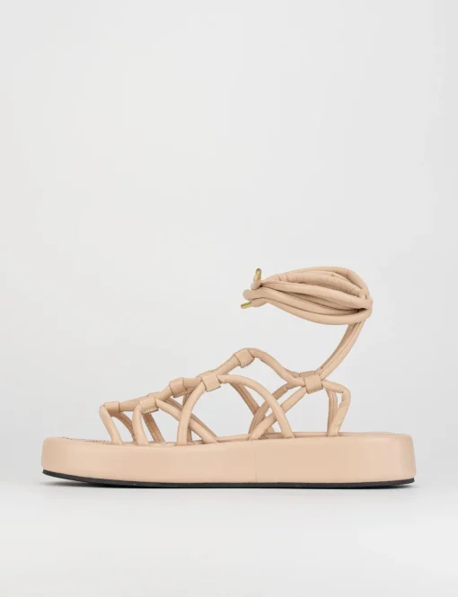 Sandalo tacco 1 cm rosa pelle
