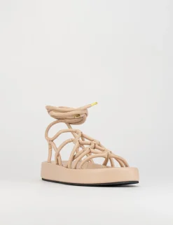 Sandalo tacco 1 cm rosa pelle