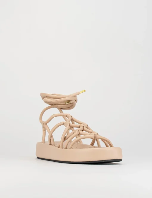 Sandalo tacco 1 cm rosa pelle