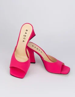 Sandalo tacco 8 cm rosa raso