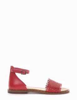 sandalo tacco 1 cm rosso