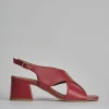 Sandalo tacco 5 cm rosso pelle
