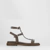 Sandalo tacco 1 cm testa pelle