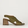 Sandalo tacco 7 cm verde pelle